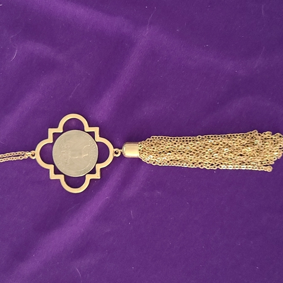 Long Necklace Clover Pendant Earring Set Gold Jewelry Accessories Brand New - Picture 3 of 4